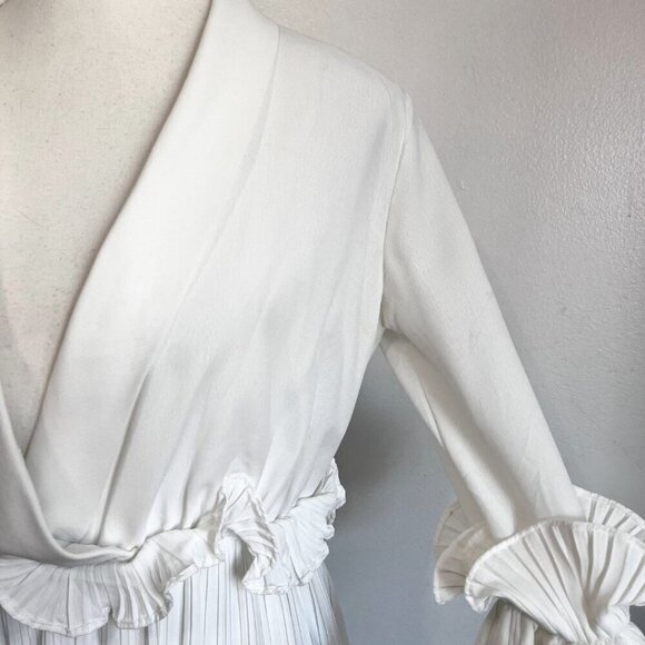 PRETTYLITTLETHING WHITE FRILL DETAIL PLEATED SKATER DRESS - - Picture 6 of 11